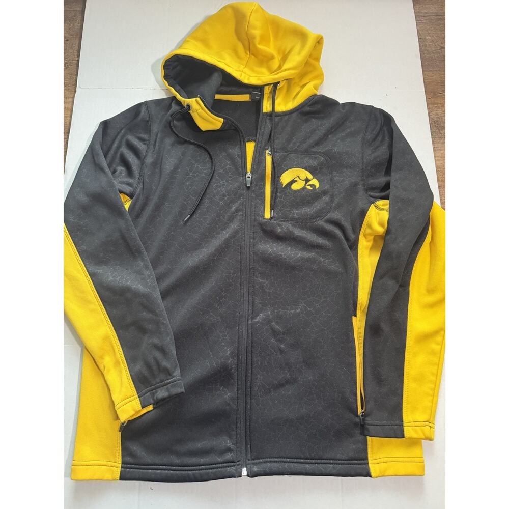 Colosseum lowa Hawkeyes Men's Full-Zip Performance Hoodie Black/Yellow Size M